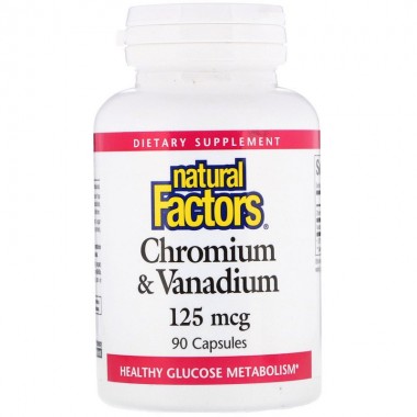 Микроэлемент Хром Natural Factors Chromium & Vanadium 125 mcg 90 Caps