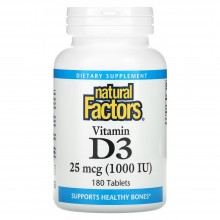 Витамин D Natural Factors Vitamin D3 1000 IU 25 mcg 180 Tabs Витамин D Natural Factors Vitamin D3 1000 IU 25 mcg 180 Tabs