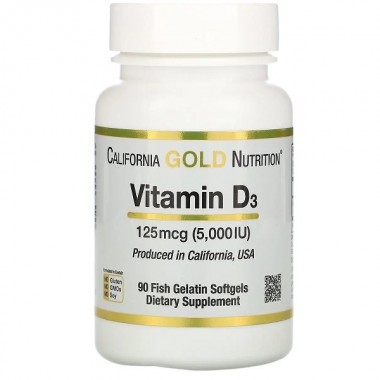 Витамин D California Gold Nutrition Vitamin D3 5000 IU 90 Fish Softgels