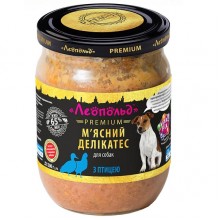 Леопольд Мясные деликатесы с птицей для собак, стеклянная банка 500 г (6шт/уп)