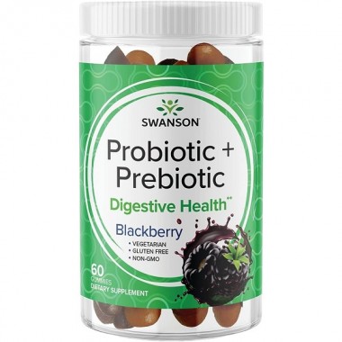 Пищеварительные ферменты Swanson Probiotic + Prebiotic 60 Gummies Blackberry