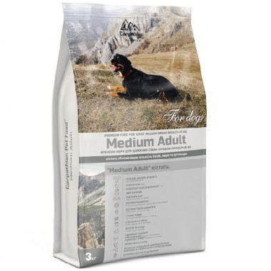 Carpathian Medium Adult Для взрослых собак средних пород. С курицей 32% и палтусом 7%. 3 кг.
