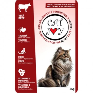  Cat Joy с говядиной в соусе, 85 г, пауч, 24шт/уп, цена за шт.