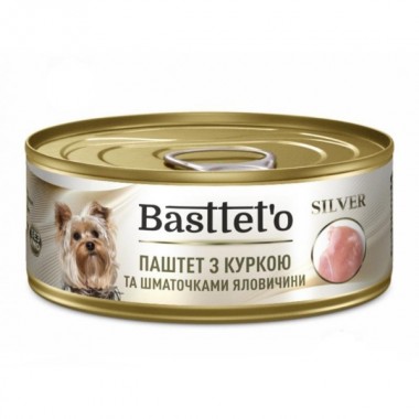  Basttet'o Silver для собак Паштет с курицей и кусочками говядины, жб 85 г