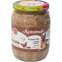 Леопольд Готовый обед с курицей и судаком для собак. Стеклянная банка 670 г (6 ш/уп) Леопольд Готовый обед с курицей и судаком для собак. Стеклянная банка 670 г (6 ш/уп)
