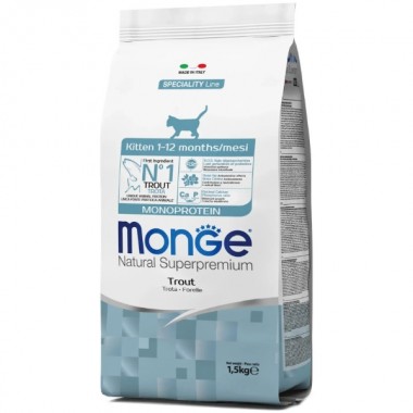 Monge Cat Kitten с форелью 1,5 Кг  Monge Cat Kitten с форелью 1,5 Кг