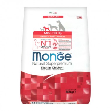 Monge Dog Mini Puppy & Junior курица с рисом 0,8 Кг  Monge Dog Mini Puppy & Junior курица с рисом 0,8 Кг