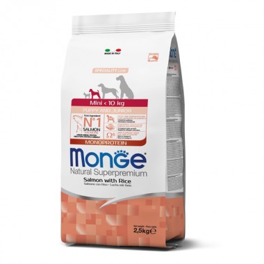  Monge Dog Mini Puppy & Junior лосось с рисом 2,5 Кг