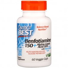 Тиамин Doctor's Best Benfotiamine 150 + Alpha-Lipoic Acid 300 60 Veg Caps Тиамин Doctor's Best Benfotiamine 150 + Alpha-Lipoic Acid 300 60 Veg Caps