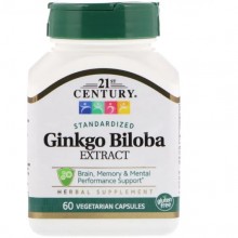 Гинкго Билоба 21st Century Ginkgo Biloba Extract Standardized 60 Veg Caps CEN-21249