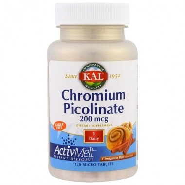 Микроэлемент Хром KAL Chromium Picolinate ActivMelt 120 Micro Tablets Cinnamon Bun CAL-74490