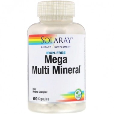 Мультиминеральный комплекс Solaray Mega Multi Mineral, Iron Free 200 Caps SOR-04514 Мультиминеральный комплекс Solaray Mega Multi Mineral, Iron Free 200 Caps SOR-04514