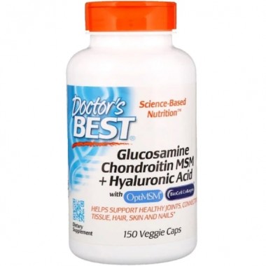 Препарат для суставов и связок Doctor's Best Glucosamine Chondroitin MSM + Hyaluronic Acid 150 Veg Caps DRB-00271
