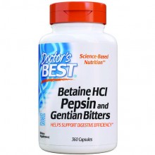 Бетаина гидрохлорид Doctor's Best Betaine HCL, Pepsin and Gentian Bitters 360 Caps DRB-00315