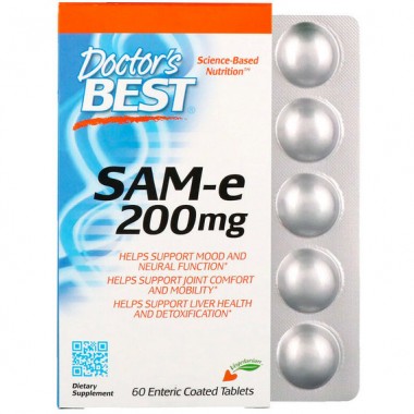 Метионин Doctor's Best SAM-E (S-Adenosyl-L-Methionine) 200 mg 60 Tabs DRB-00206