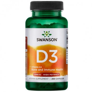 Витамин D Swanson Vitamin D-3, Higher Potency, 1000 IU 25 mcg 250 Caps SWA-11030