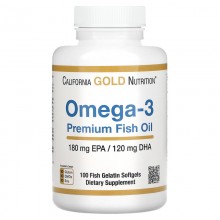 Омега 3 California Gold Nutrition Omega-3, Premium Fish Oil 100 Fish Softgels
