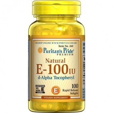 Витамин E Puritan's Pride Vitamin E-100 IU 100% Natural 100 Softgels