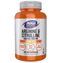 Аргинин NOW Foods Arginine And Citruline, 500mg/250 mg 120 Veg Caps