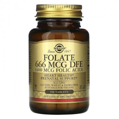 Фолиевая кислота Solgar Folate 666 mcg DFE (Folic Acid 400 mcg) 250 Tabs