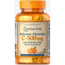 Витамин C Puritan's Pride Vitamin C-500 mg with Rose Hips 90 Chewables