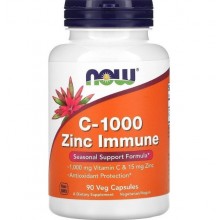 Витамин C NOW Foods C-1000 Zinc 15 mg Immune 90 Veg Caps