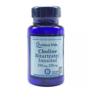 Инозитол Puritan's Pride Choline Bitartrate Inositol 100 Caplets
