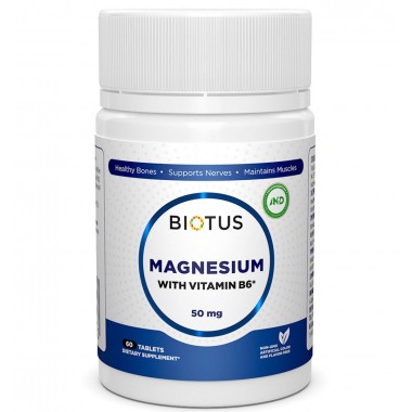 Микроэлемент Магний Biotus Magnesium with Vitamin B6 60 Tabs BIO-530203