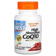 Коэнзим Doctor's Best High Absorption CoQ10 with BioPerine 200 mg 60 Veg Softgels
