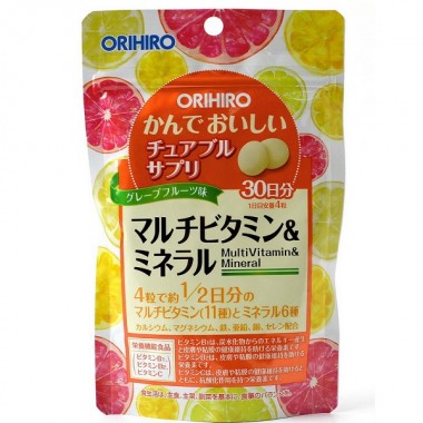 Мультивитамины Orihiro Multivitamins & Minerals 500 mg 120 Tabs Grapefruit
