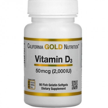 Витамин D California Gold Nutrition Vitamin D3 2000 IU 90 Fish Softgels
