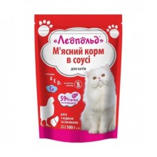 Леопольд Рагу в соусе с курицей и печенью для кошек, пауч 100 г (24шт/уп)