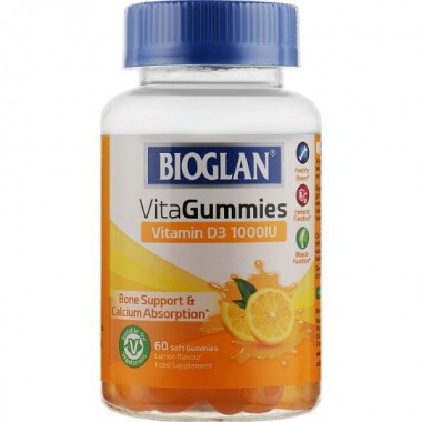 Витамин D Bioglan VitaGummies Vitamin D3 1000 IU 60 Gummies Lemon