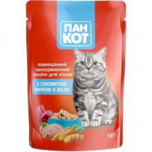 Пан Кот Утка в желе, пауч 100г (24шт/уп).