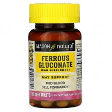 Микроэлемент Железо Mason Natural Ferrous Gluconate 100 Tabs