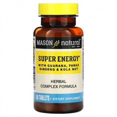 Тонизирующее средство Mason Natural Super Energy with Guarana, Panax Ginseng & Kola Nut 60 Tabs