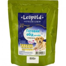 Леопольд Готовый обед с мясом говядины. Премиум. 65% мяса. Пауч (дой-пак) 500 г (12шт/уп)