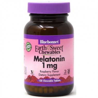 Мелатонин для сна Bluebonnet Nutrition Earth Sweet Chewables Melatonin 1 mg 120 Chewable Tabs Raspberry