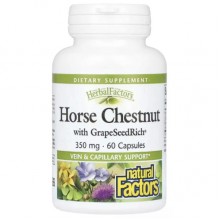 Экстракт конского каштана Natural Factors Herbal Factors Horse Chestnut with GrapeSeedRich 350 mg 60 Caps