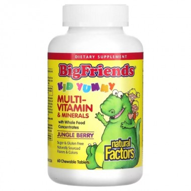 Витаминно-минеральный комплекс для детей Natural Factors Big Friends Multi-Vitamin & Minerals 60 Chewable Tabs Jungle Berry