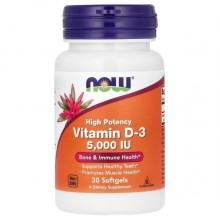 Витамин D NOW Foods Vitamin D-3 5000 IU 30 Softgels