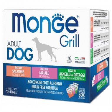  Monge Dog Wet GRILL MIX лосось/ягненок/свинина/ 1,2 Кг