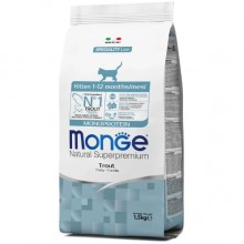Сухой корм для котов Monge Cat Kitten с форелью 1,5 Кг Сухой корм для котов Monge Cat Kitten с форелью 1,5 Кг