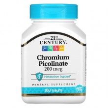 Микроэлемент Хром 21st Century Chromium Picolinate 200 mcg 100 Tabs