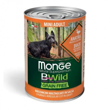  Monge Dog Wet Bwild Grain Free Mini Adult утка, тыква, цуккини 0,4 Кг