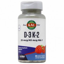 Комплекс Витамин D3+K2 KAL Vitamin D3 K2 60 Micro Tablets Raspberry