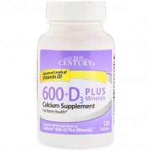 Мультиминеральный комплекс 21st Century 600+D3 Plus Minerals 120 Tabs