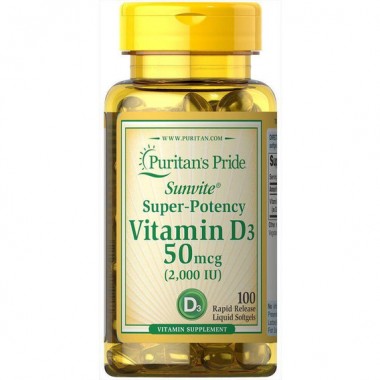 Витамин D Puritan's Pride Vitamin D3 2000 IU 100 Softgels