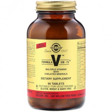 Витаминно-минеральный комплекс Solgar Formula V VM-75 Multiple Vitamins with Chelated Minerals 90 Veg Tabs