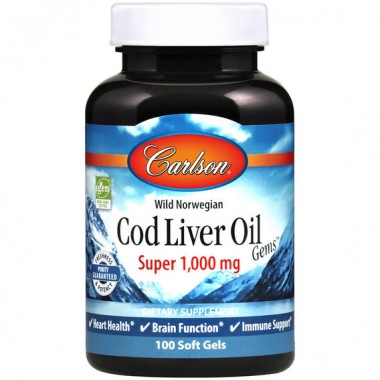 Жир из печени трески Carlson Labs Cod Liver Oil Gems 1000 mg 250 Soft Gels